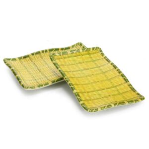 Melamine Waves Rattan Rectangle Tray